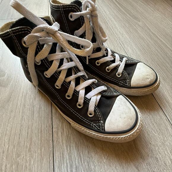 Converse Shoes - Converse All Star Shoes Youth 2 Black Canvas High Top Preppy Retro Sneakers